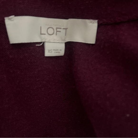 Loft Women’s XS Drape Open Front Cardigan Sweater Long Sleeve Plum/Maroon Office - Picture 6 of 8